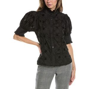 Gracia Womens  Puff Sleeve Shirt, Black